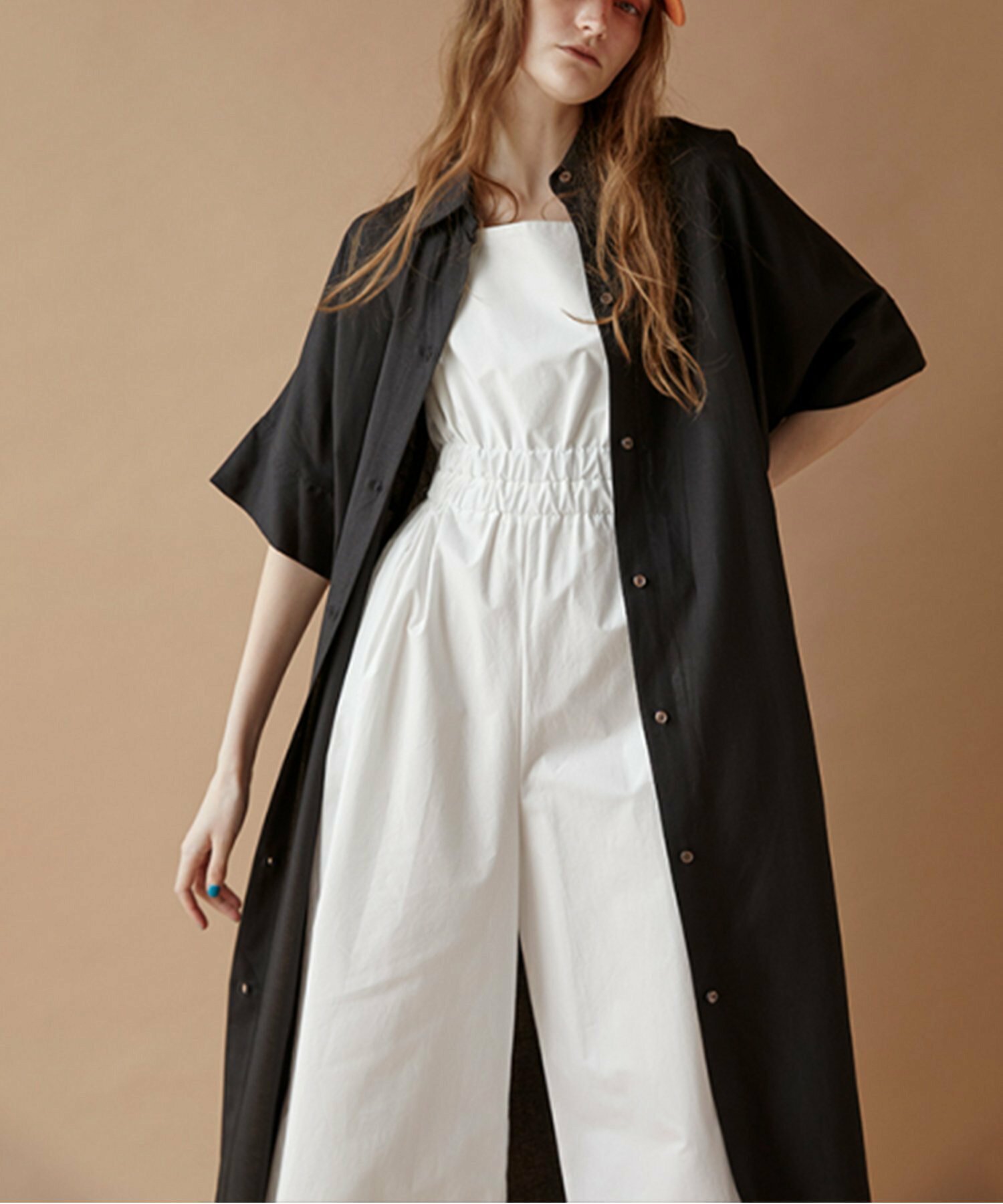 Linen half long shirt/ロングシャツ・シャツワンピ